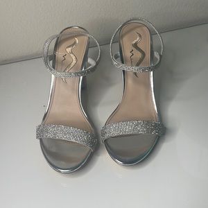True Silver Reflective Sanchia Heels